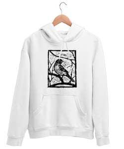 Daldaki Kuş - Bird Beyaz Unisex Kapşonlu Sweatshirt