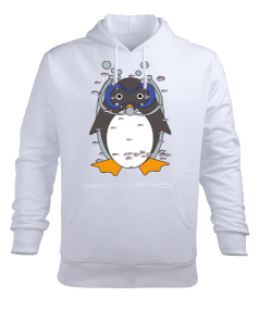 DALGİÇ PENGUEN BASKILI ERKEK SWEATSHİRT Erkek Kapüşonlu Hoodie Sweatshirt