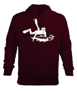 Dalış, Zıpkın, Spearfish Bordo Erkek Kapüşonlu Hoodie Sweatshirt