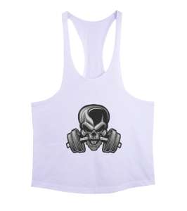 Dambılı ısıran güçlü kurukafa fitness motivasyon Beyaz Erkek Tank Top Atlet