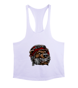 Dambıllı ısıran vahşi güçlü ayı fitness motivasyon Erkek Tank Top Atlet