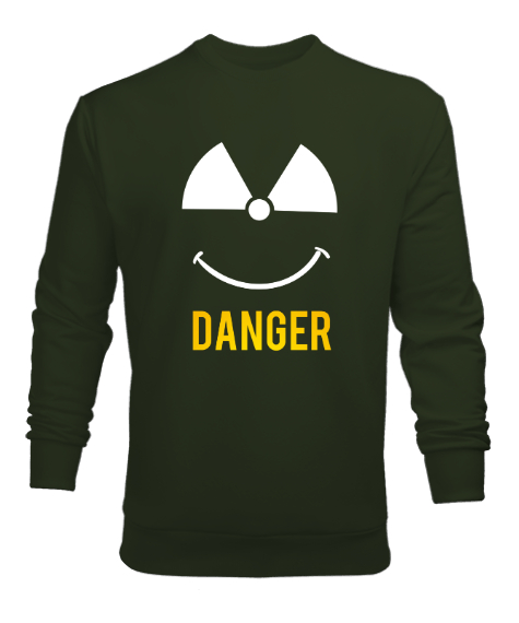 Tisho - Danger - Tehlikeli ve Sevimli Haki Yeşili Erkek Sweatshirt