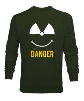 Danger - Tehlikeli ve Sevimli Haki Yeşili Erkek Sweatshirt - Thumbnail