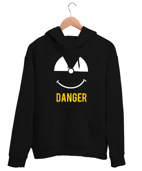 Tisho - Danger - Tehlikeli ve Sevimli Siyah Unisex Kapşonlu Sweatshirt