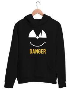 Danger - Tehlikeli ve Sevimli Siyah Unisex Kapşonlu Sweatshirt