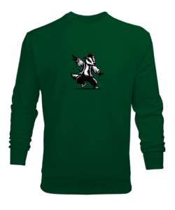 dansçı bal porsuğu Çimen Yeşili Erkek Sweatshirt