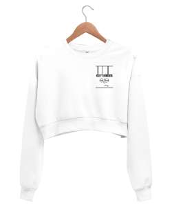 Darlandım temalı kişiye özel tasarım Uzun kol Beyaz Kadın Crop Sweatshirt