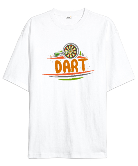 Tisho - Dart - Oyun - Spor - Hedef Beyaz Oversize Unisex Tişört