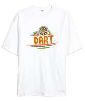 Dart - Oyun - Spor - Hedef Beyaz Oversize Unisex Tişört - Thumbnail