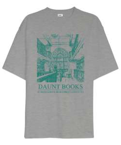 Daunt Books London Kitapçı Kütüphane Gri Oversize Unisex Tişört