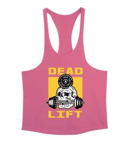 Dead Lift Vücut Geliştirme GYM Bodybuilding Fitness Baskılı Pembe Erkek Tank Top Atlet