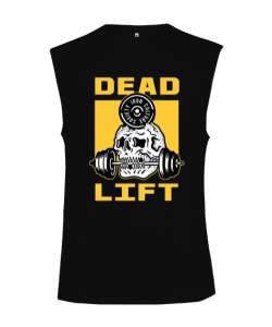 Dead Lift Vücut Geliştirme GYM Bodybuilding Fitness Baskılı Siyah Kesik Kol Unisex Tişört