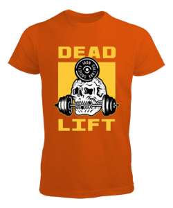 Dead Lift Vücut Geliştirme GYM Bodybuilding Fitness Baskılı Turuncu Erkek Tişört