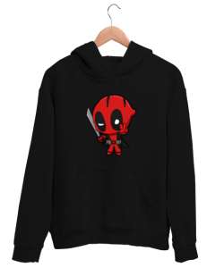 Deadpool Siyah Unisex Kapşonlu Sweatshirt