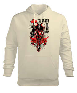 Death Apart Krem Erkek Kapüşonlu Hoodie Sweatshirt