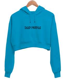 deep purple Turkuaz Kadın Crop Hoodie Kapüşonlu Sweatshirt