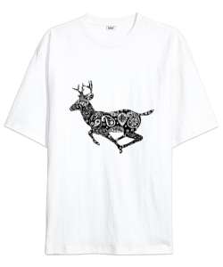 DEER Beyaz Oversize Unisex Tişört