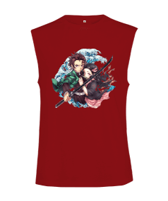 Demon Slayer Anime Baskılı Kesik Kol Unisex Tişört