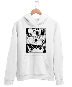 DEMON SLAYER Beyaz Unisex Kapşonlu Sweatshirt