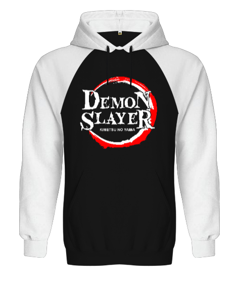 Demon Slayer Blu V1 Siyah/Beyaz Orjinal Reglan Hoodie Unisex Sweatshirt