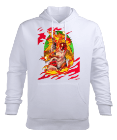 Demon Slayer Kyojuro Rengoku Tasarım Baskılı Erkek Kapüşonlu Hoodie Sweatshirt