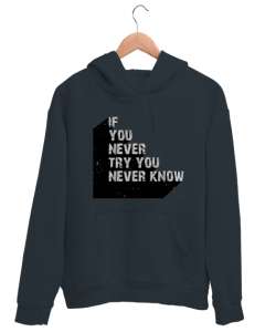 Denemeden Bilemezsin Slogan Füme Unisex Kapşonlu Sweatshirt