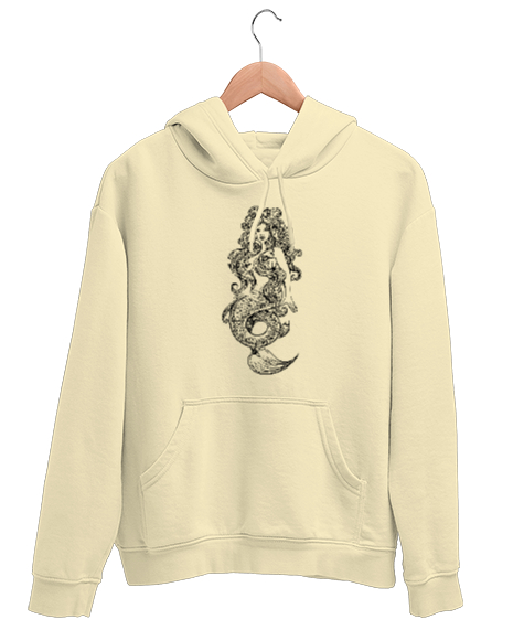 Tisho - Deniz Kızı - Mermaid - Denizkızı Krem Unisex Kapşonlu Sweatshirt