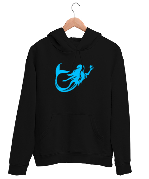 Tisho - Deniz Kızı - Mermaid - Denizkızı Siyah Unisex Kapşonlu Sweatshirt