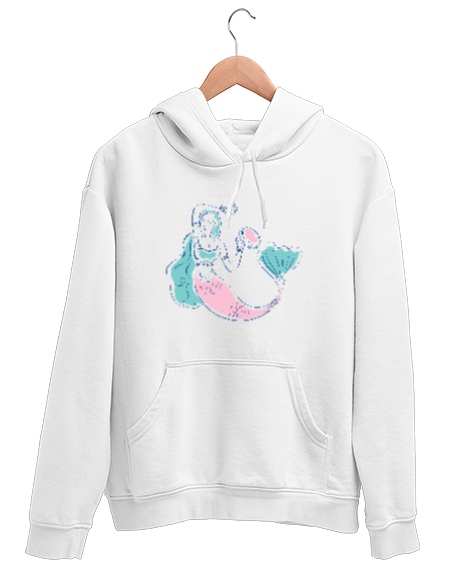 Tisho - Deniz Kızı - Mermaid - Denizkızı V10 Beyaz Unisex Kapşonlu Sweatshirt