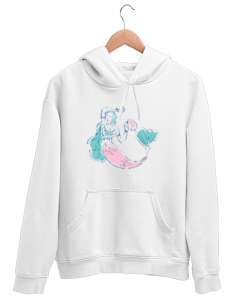 Deniz Kızı - Mermaid - Denizkızı V10 Beyaz Unisex Kapşonlu Sweatshirt