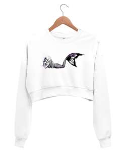 Deniz Kızı - Mermaid - Denizkızı V9 Beyaz Kadın Crop Sweatshirt