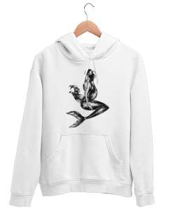 Denizkızı - Mermaid Beyaz Unisex Kapşonlu Sweatshirt