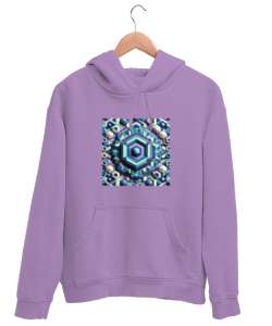 desenli Lila Unisex Kapşonlu Sweatshirt