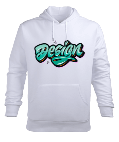 Desing Yazılı Tasarımlı Erkek Kapüşonlu Hoodie Sweatshirt