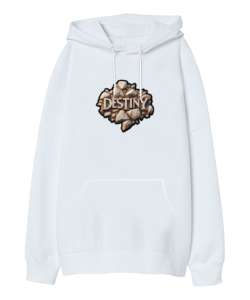 destiny graffiti Beyaz Oversize Unisex Kapüşonlu Sweatshirt