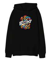 destiny graffiti Siyah Oversize Unisex Kapüşonlu Sweatshirt - Thumbnail