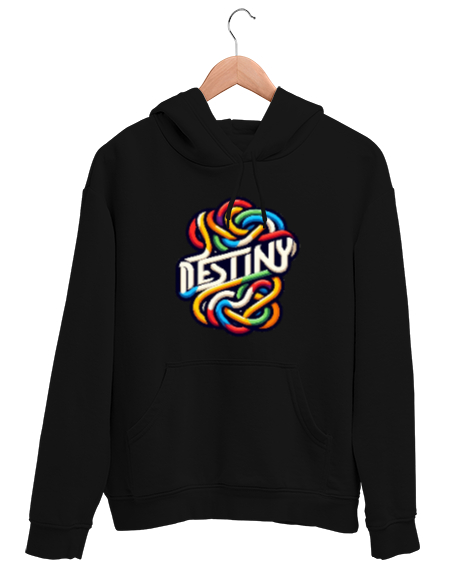 Tisho - destiny graffiti Siyah Unisex Kapşonlu Sweatshirt