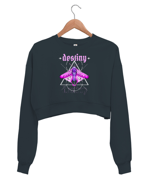 Destiny - Kader Füme Kadın Crop Sweatshirt