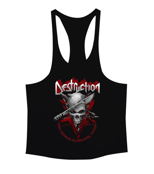 Destruction Siyah Erkek Tank Top Atlet