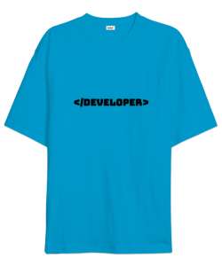 Developer Turkuaz Oversize Unisex Tişört