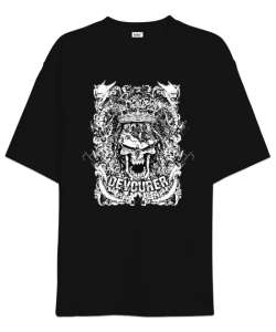 Devil Skull - Kafatası Siyah Oversize Unisex Tişört