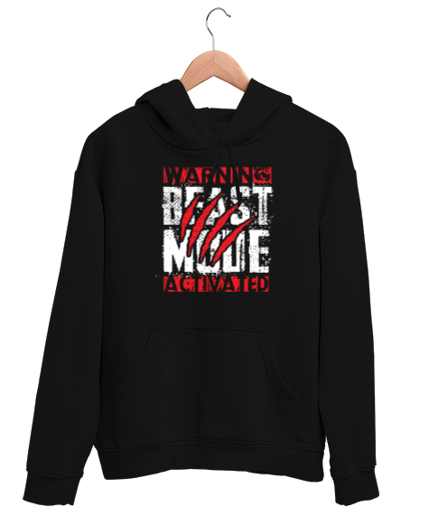 Tisho - Dikkat Canavar Modu Açık - Beast Mode - Pençe Siyah Unisex Kapşonlu Sweatshirt