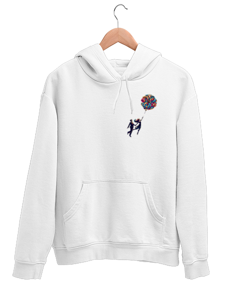 Tisho - dilek balonu Beyaz Unisex Kapşonlu Sweatshirt