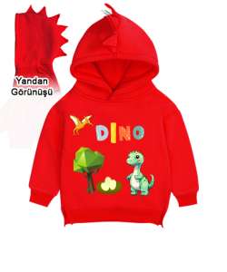 Dinazor dünyası Kırmızı Çocuk Dinozor Kapşonlu Hoodie