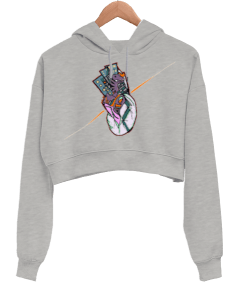 dino Kadın Crop Hoodie Kapüşonlu Sweatshirt