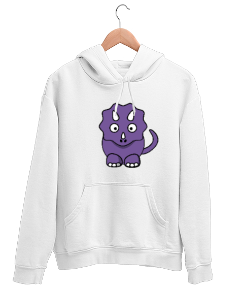 Tisho - Dinozor Beyaz Unisex Kapşonlu Sweatshirt