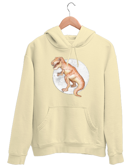 Tisho - Dinozor - Dinosaur Krem Unisex Kapşonlu Sweatshirt