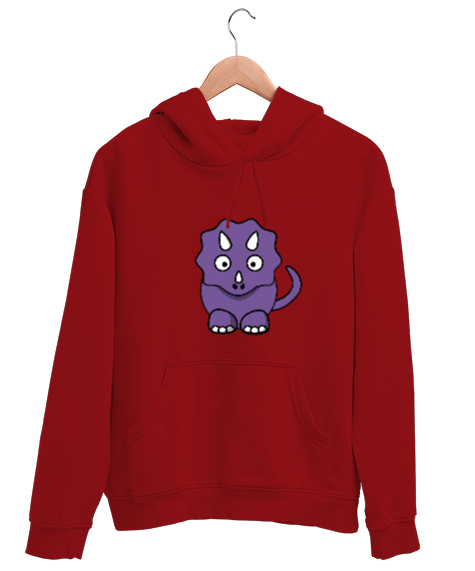 Tisho - Dinozor Kırmızı Unisex Kapşonlu Sweatshirt