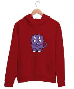 Dinozor Kırmızı Unisex Kapşonlu Sweatshirt