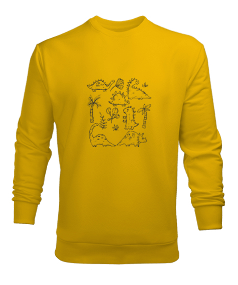 Tisho - Dinozor Sarı Erkek Sweatshirt